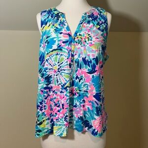 Lilly Pulitzer Essie Tank in Dive In Tie Dye print, size Large